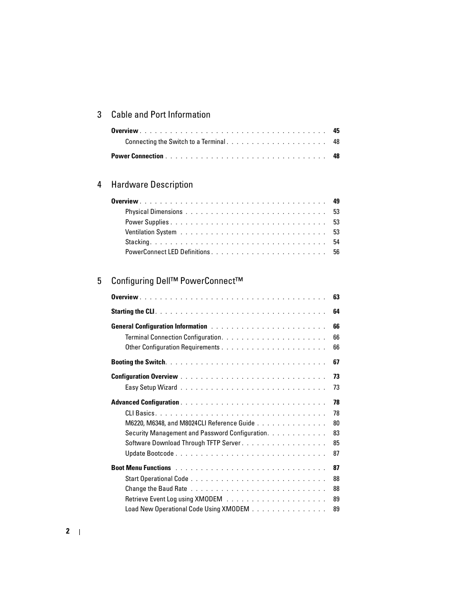 3 cable and port information, 4 hardware description, 5 configuring dell™ powerconnect | Dell POWEREDGE M1000E User Manual | Page 4 / 737