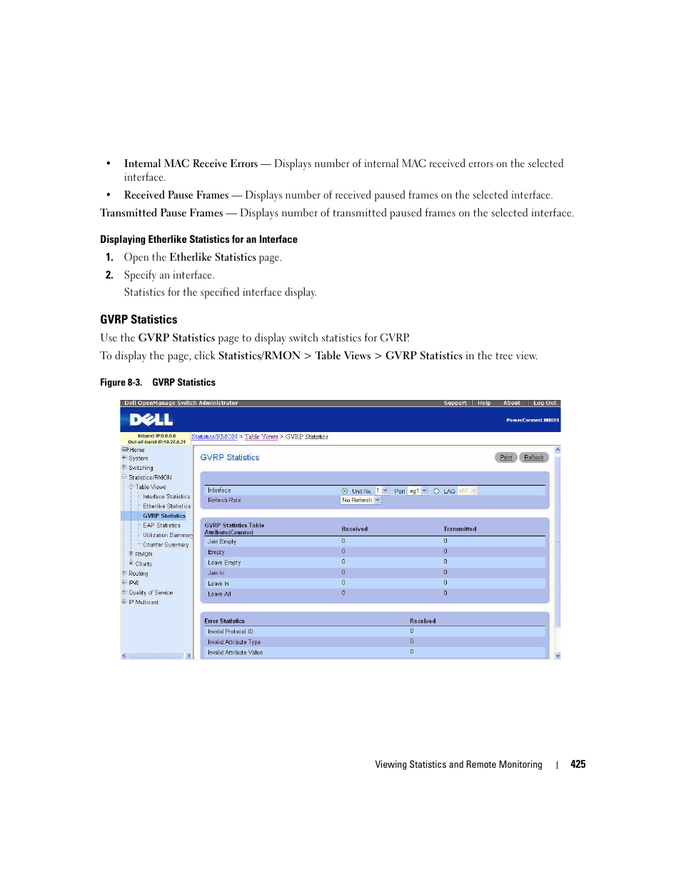 Gvrp statistics | Dell POWEREDGE M1000E User Manual | Page 427 / 737