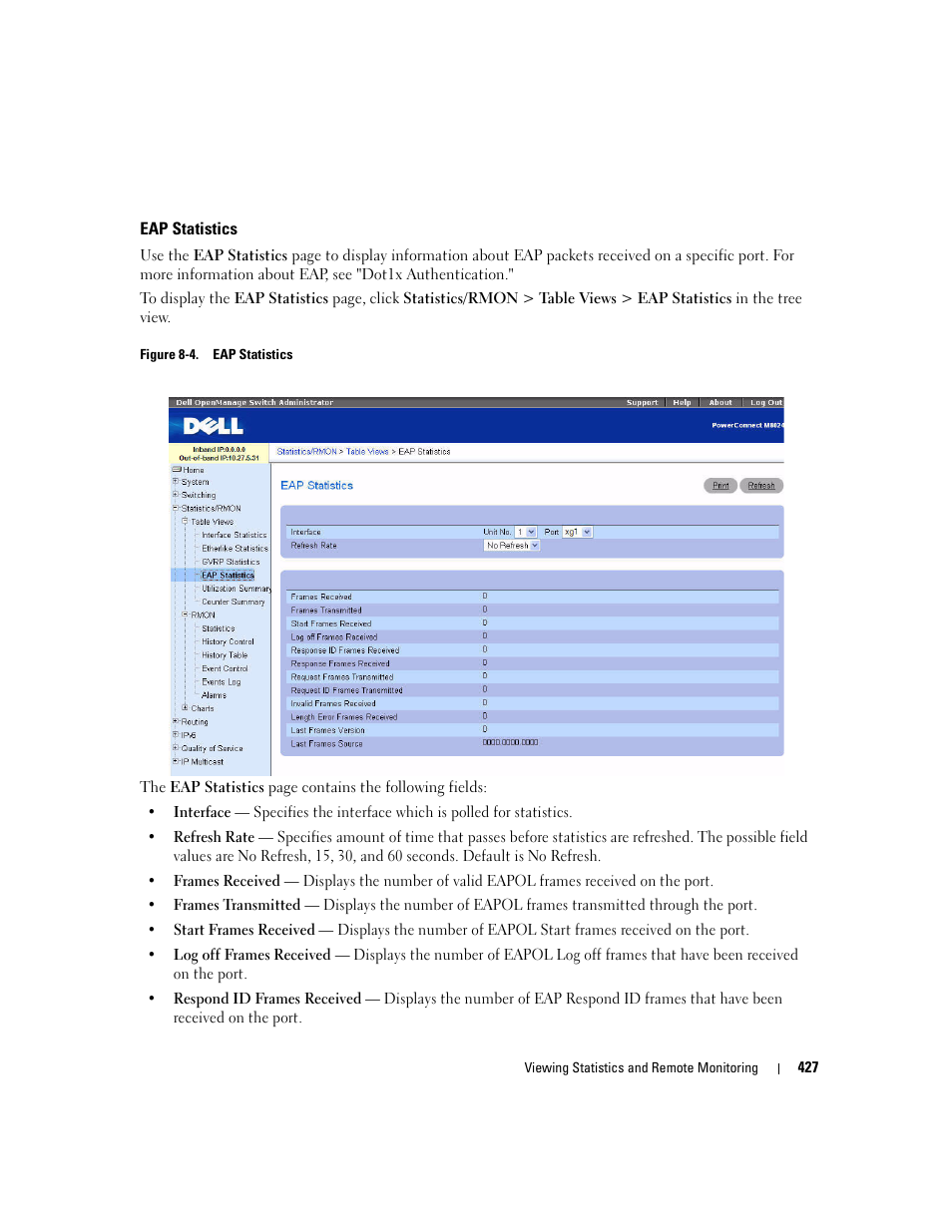 Eap statistics | Dell POWEREDGE M1000E User Manual | Page 429 / 737