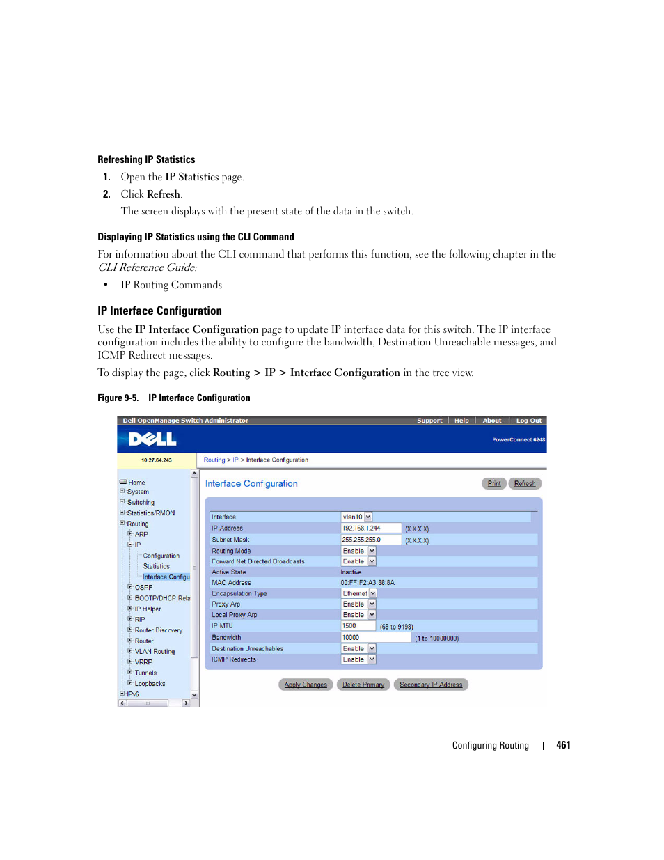 Ip interface configuration | Dell POWEREDGE M1000E User Manual | Page 463 / 737