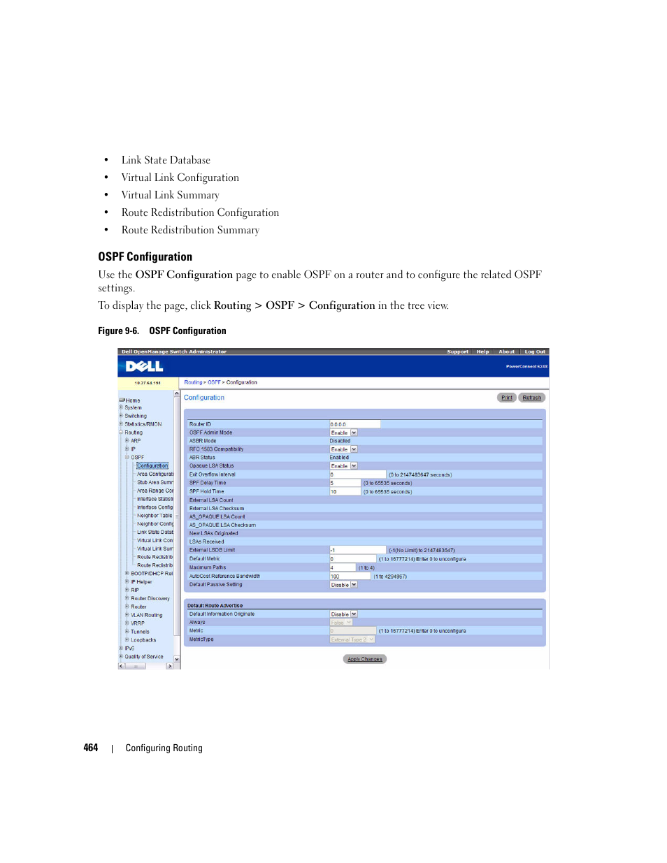 Ospf configuration | Dell POWEREDGE M1000E User Manual | Page 466 / 737