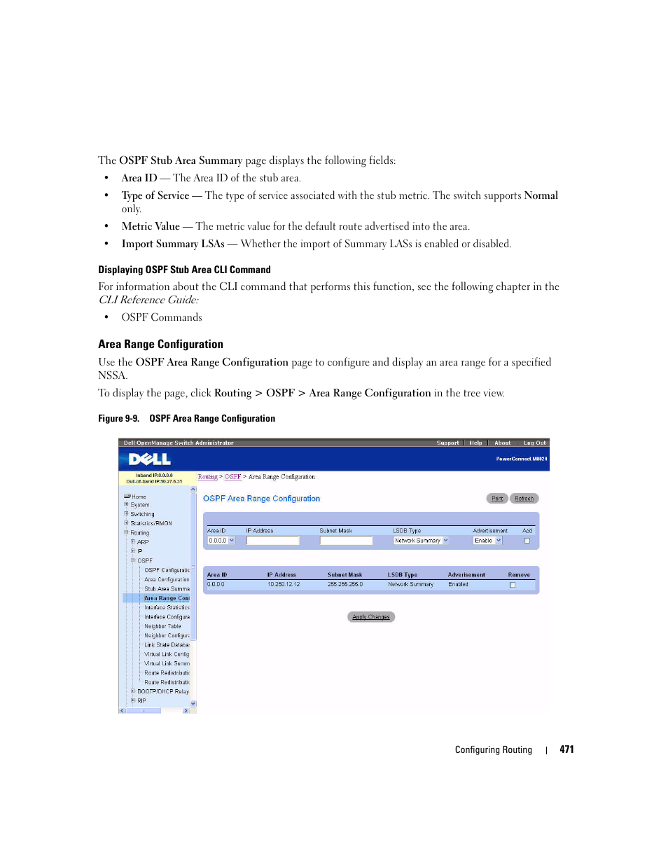 Area range configuration | Dell POWEREDGE M1000E User Manual | Page 473 / 737