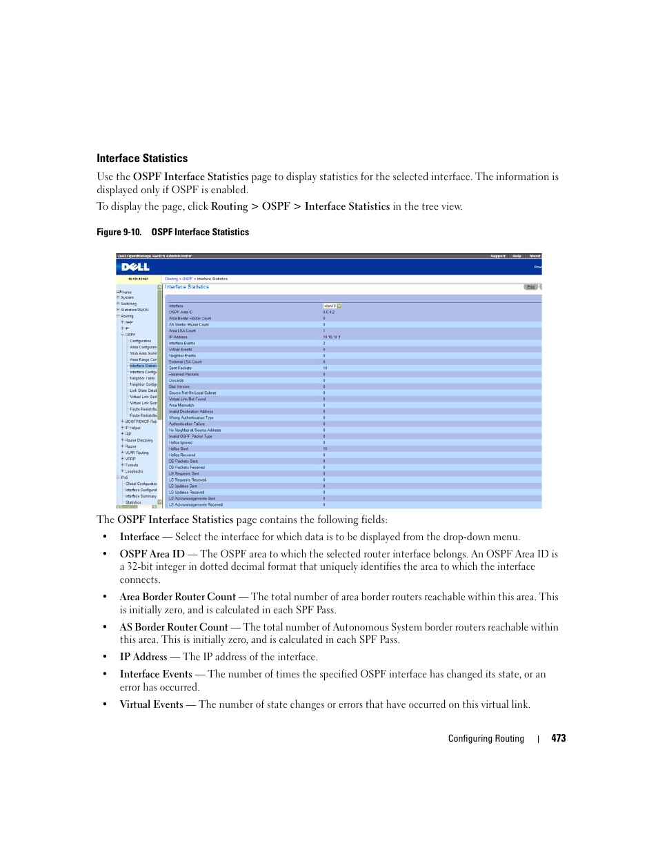 Interface statistics | Dell POWEREDGE M1000E User Manual | Page 475 / 737