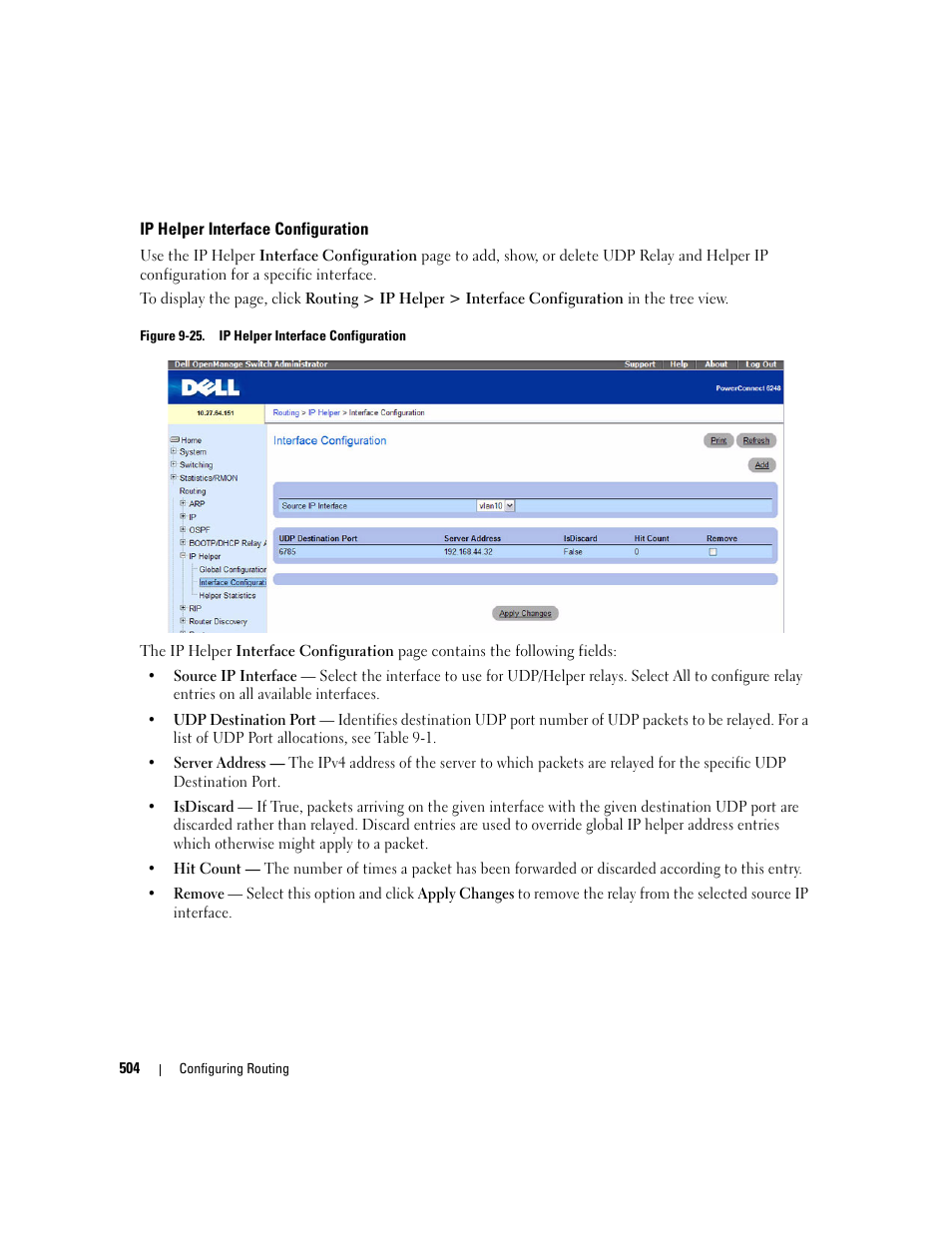 Ip helper interface configuration | Dell POWEREDGE M1000E User Manual | Page 506 / 737