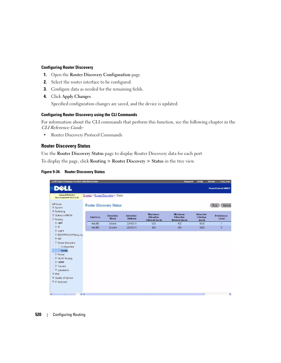 Router discovery status | Dell POWEREDGE M1000E User Manual | Page 522 / 737