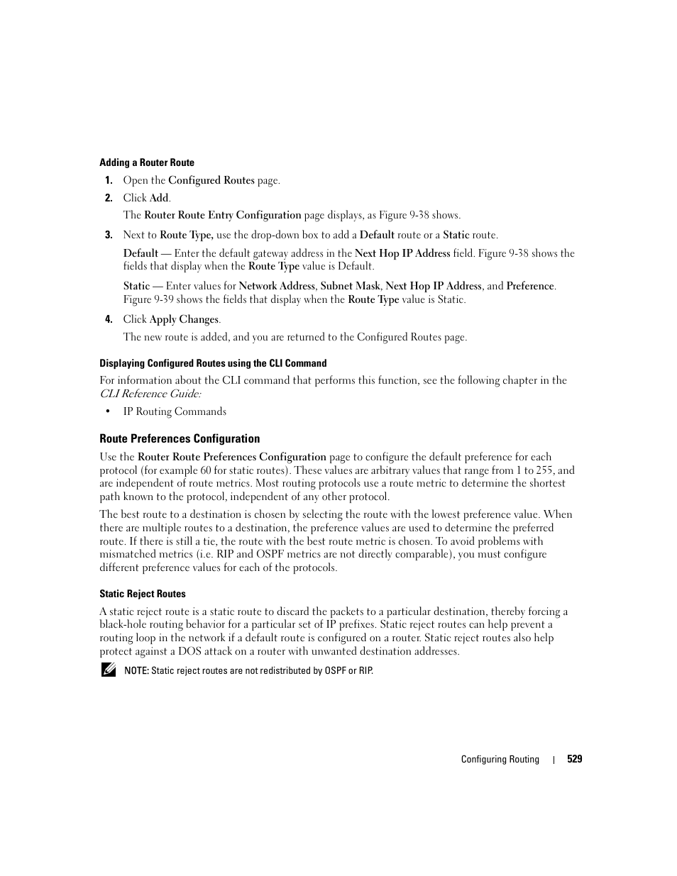 Route preferences configuration | Dell POWEREDGE M1000E User Manual | Page 531 / 737