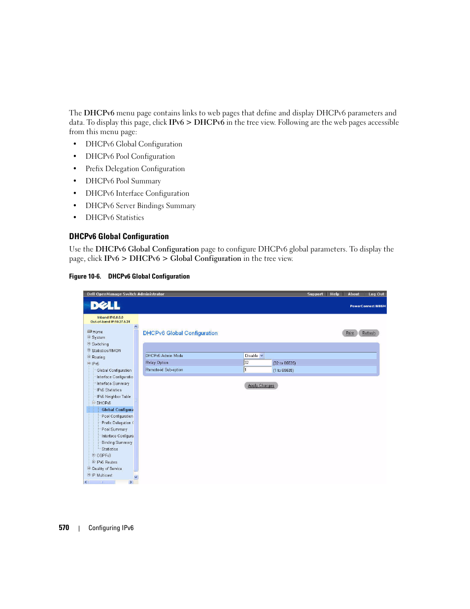 Dhcpv6 global configuration | Dell POWEREDGE M1000E User Manual | Page 572 / 737