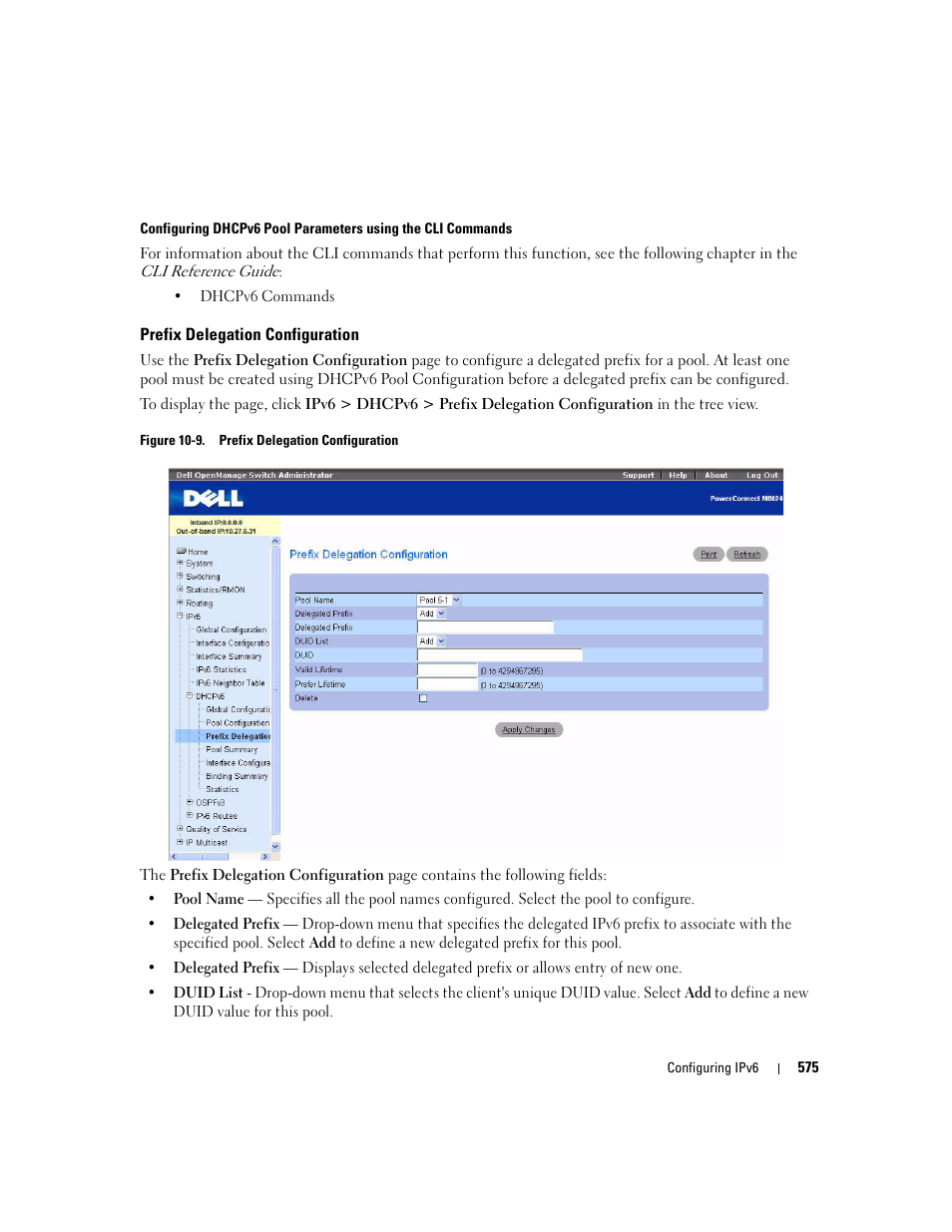 Prefix delegation configuration | Dell POWEREDGE M1000E User Manual | Page 577 / 737