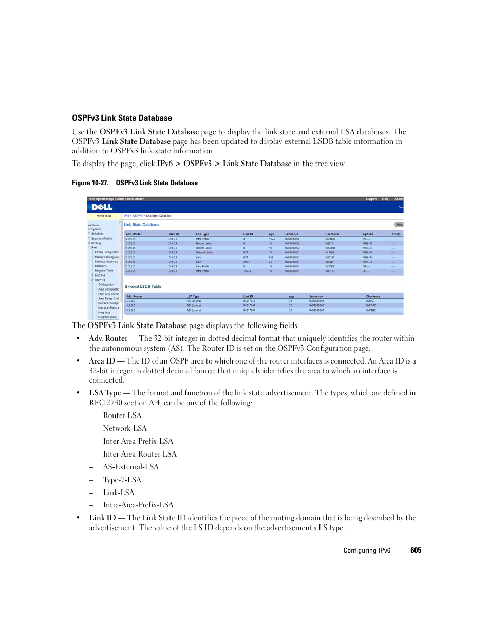 Ospfv3 link state database | Dell POWEREDGE M1000E User Manual | Page 607 / 737