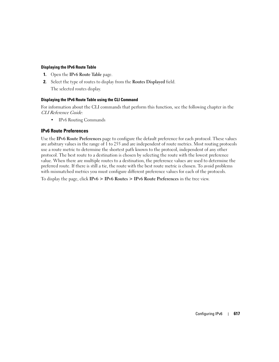 Ipv6 route preferences | Dell POWEREDGE M1000E User Manual | Page 619 / 737