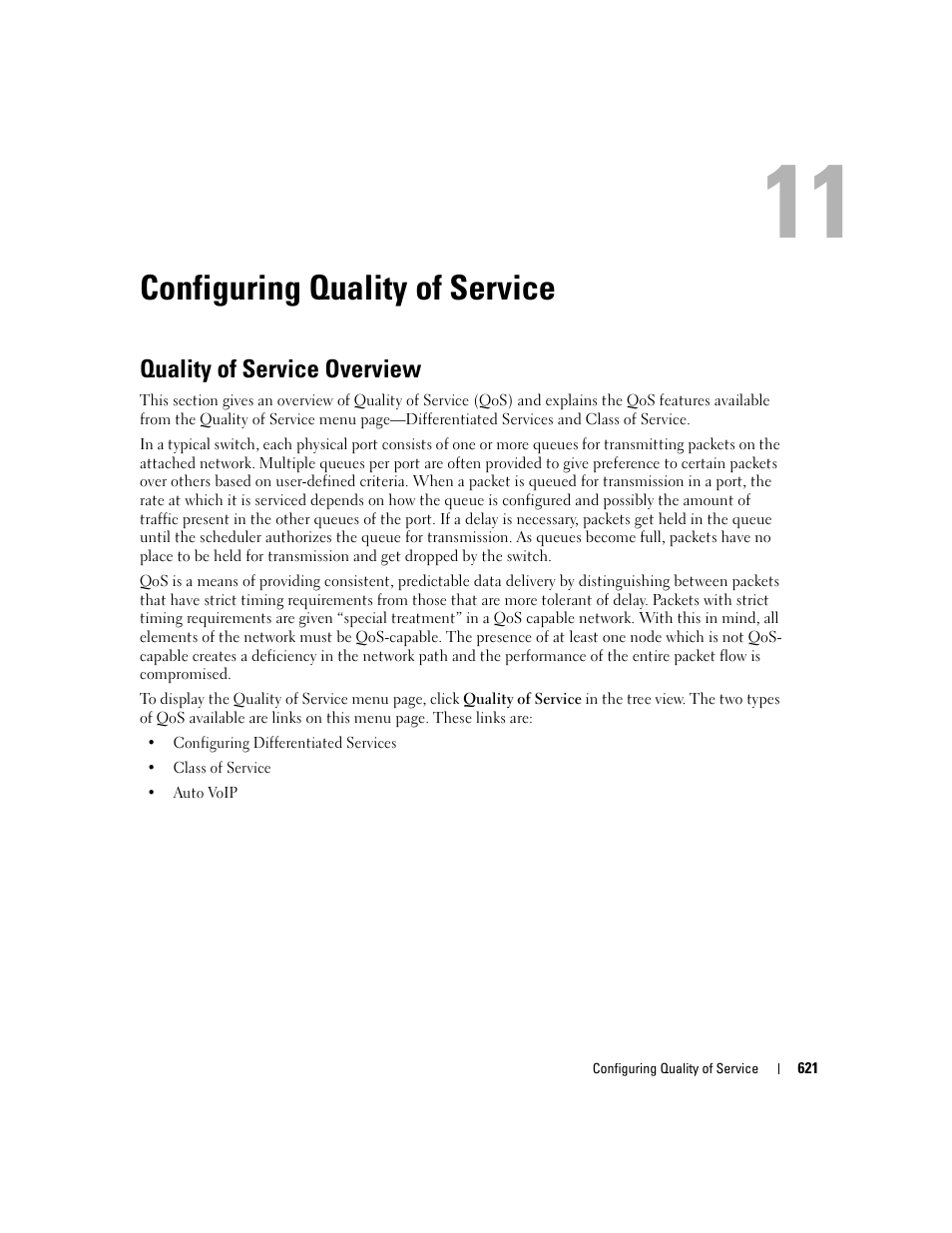 Configuring quality of service, Quality of service overview, 11 configuring quality of service | Dell POWEREDGE M1000E User Manual | Page 623 / 737