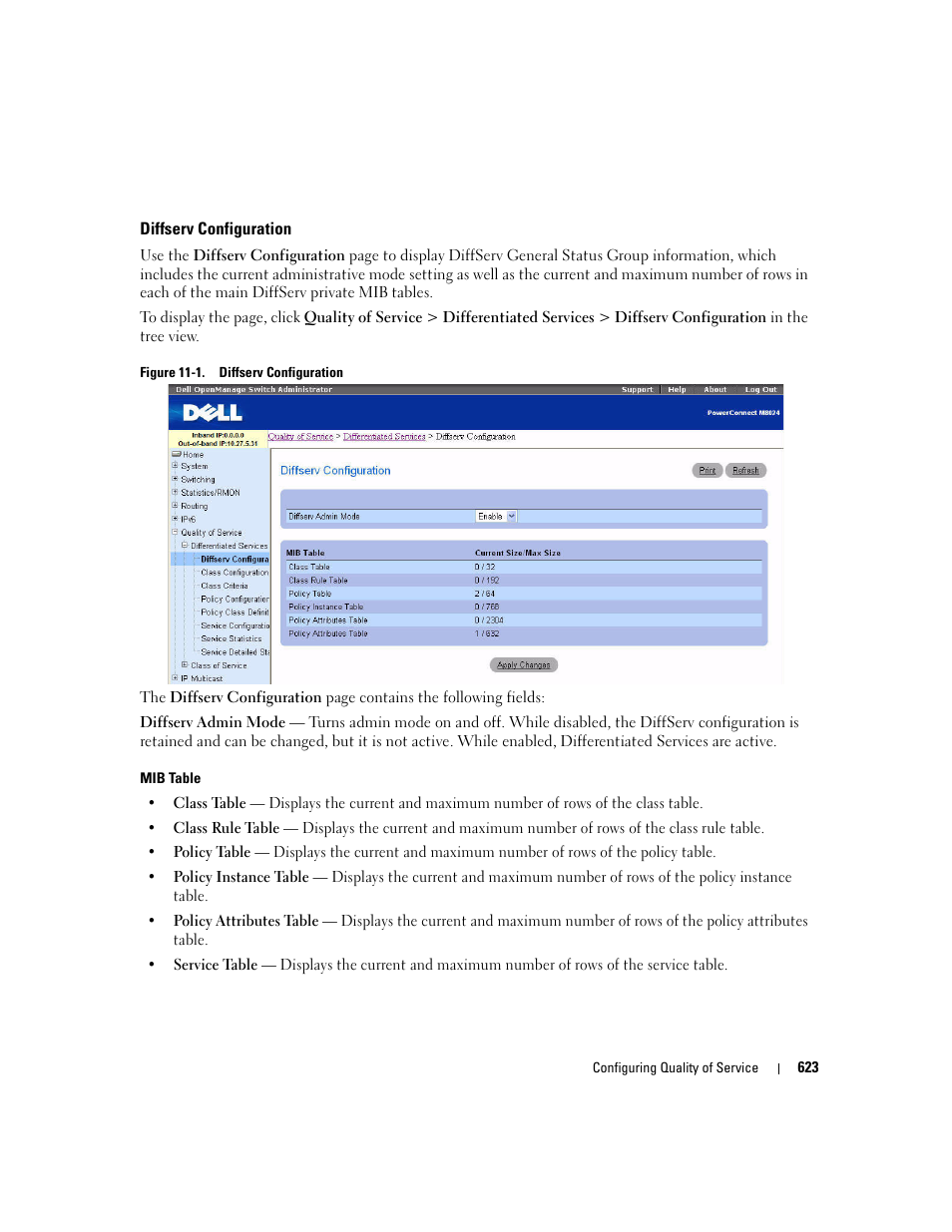 Diffserv configuration | Dell POWEREDGE M1000E User Manual | Page 625 / 737