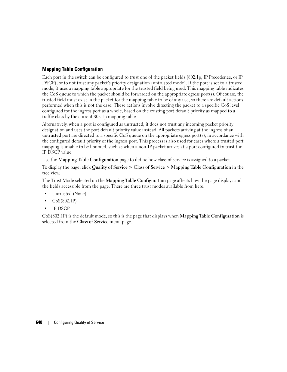 Mapping table configuration | Dell POWEREDGE M1000E User Manual | Page 642 / 737