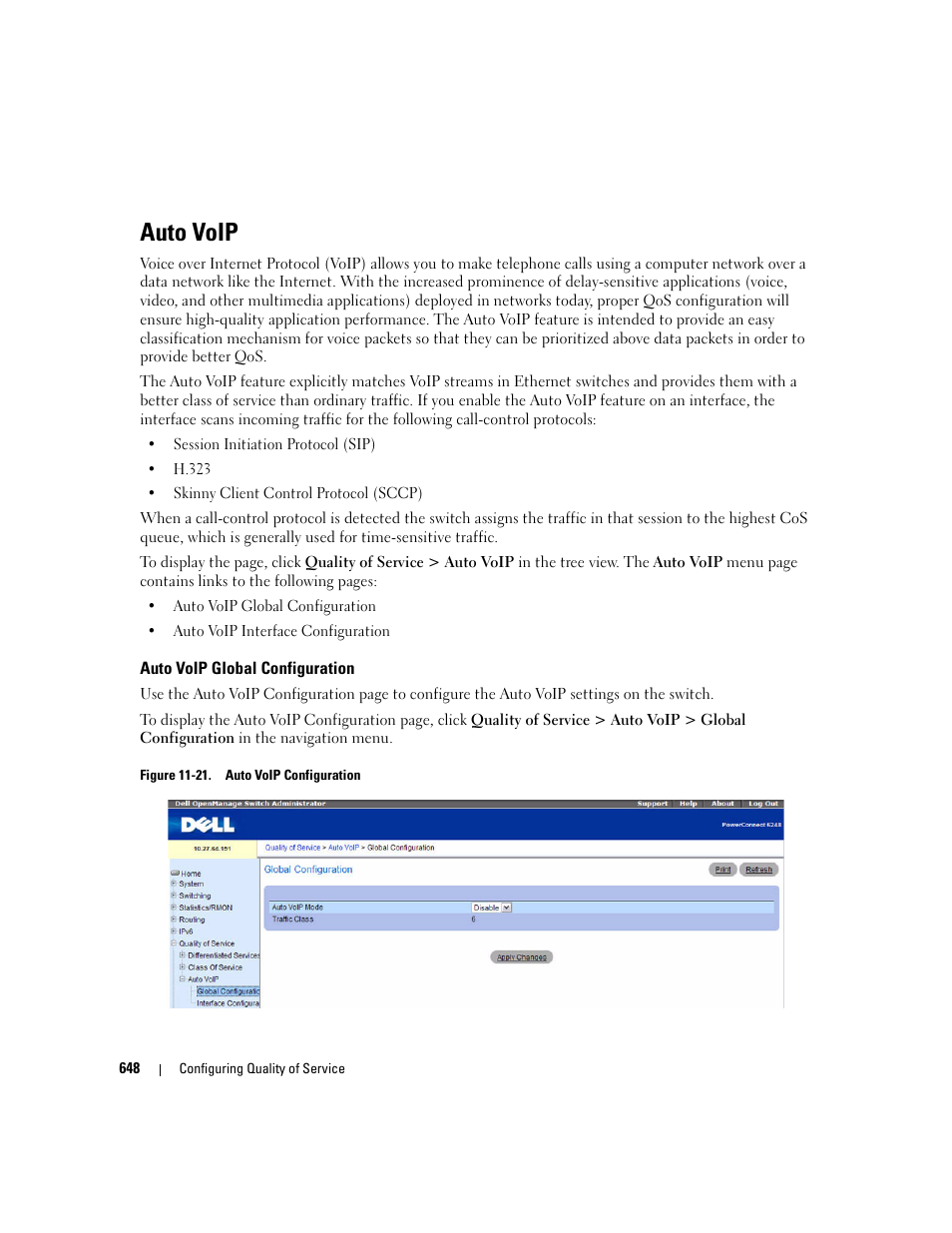 Auto voip, Auto voip global configuration | Dell POWEREDGE M1000E User Manual | Page 650 / 737