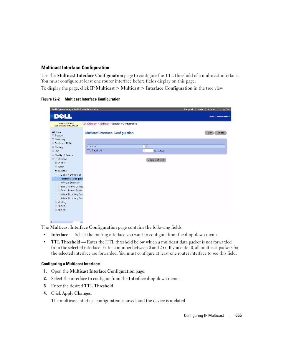 Multicast interface configuration | Dell POWEREDGE M1000E User Manual | Page 657 / 737