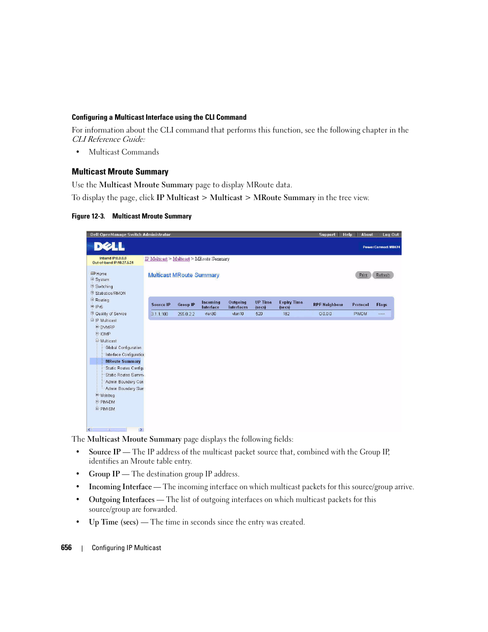 Multicast mroute summary | Dell POWEREDGE M1000E User Manual | Page 658 / 737