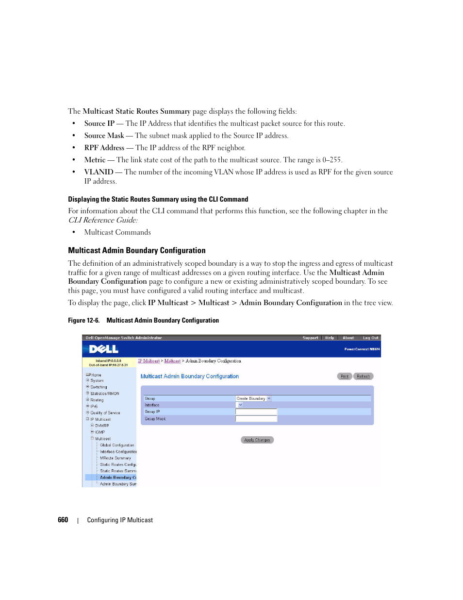 Multicast admin boundary configuration | Dell POWEREDGE M1000E User Manual | Page 662 / 737