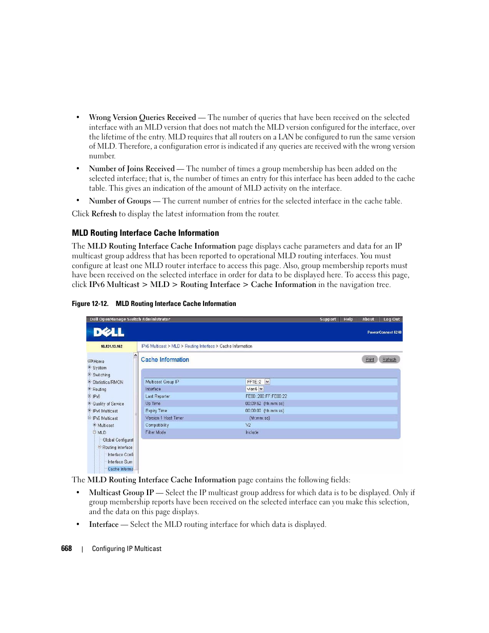 Mld routing interface cache information | Dell POWEREDGE M1000E User Manual | Page 670 / 737