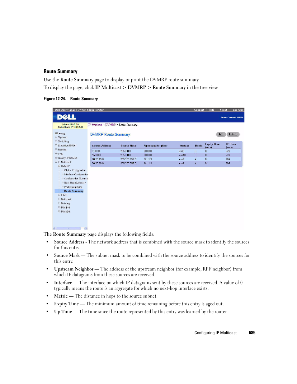 Route summary | Dell POWEREDGE M1000E User Manual | Page 687 / 737