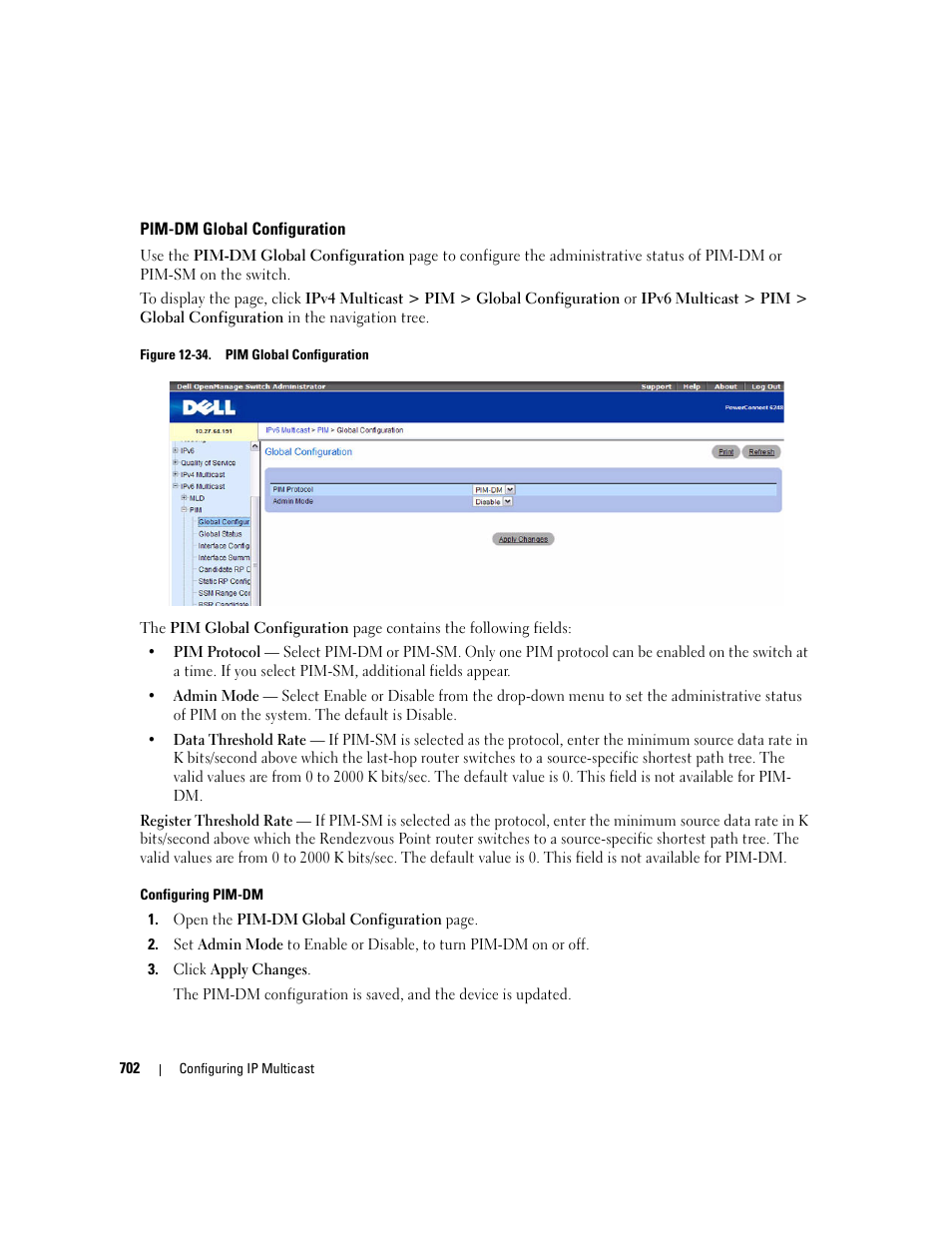 Pim-dm global configuration | Dell POWEREDGE M1000E User Manual | Page 704 / 737