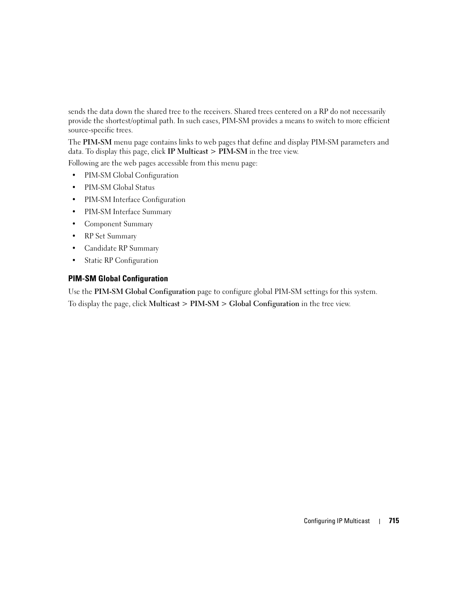 Pim-sm global configuration | Dell POWEREDGE M1000E User Manual | Page 717 / 737