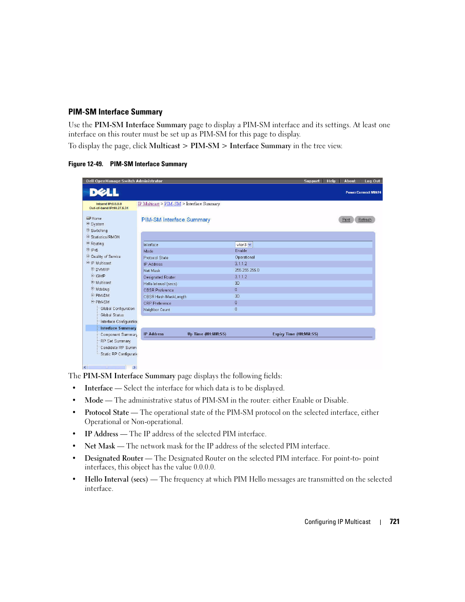 Pim-sm interface summary | Dell POWEREDGE M1000E User Manual | Page 723 / 737