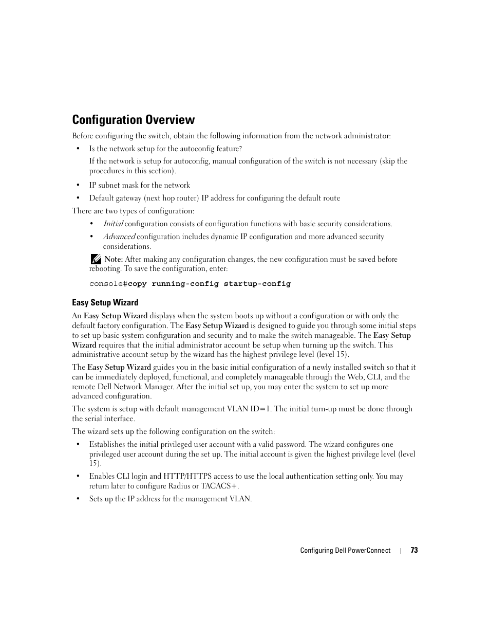 Configuration overview, Easy setup wizard | Dell POWEREDGE M1000E User Manual | Page 75 / 737