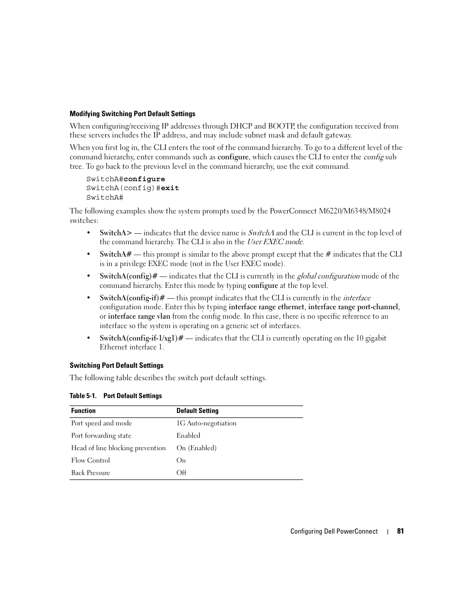 Modifying switching port default settings | Dell POWEREDGE M1000E User Manual | Page 83 / 737