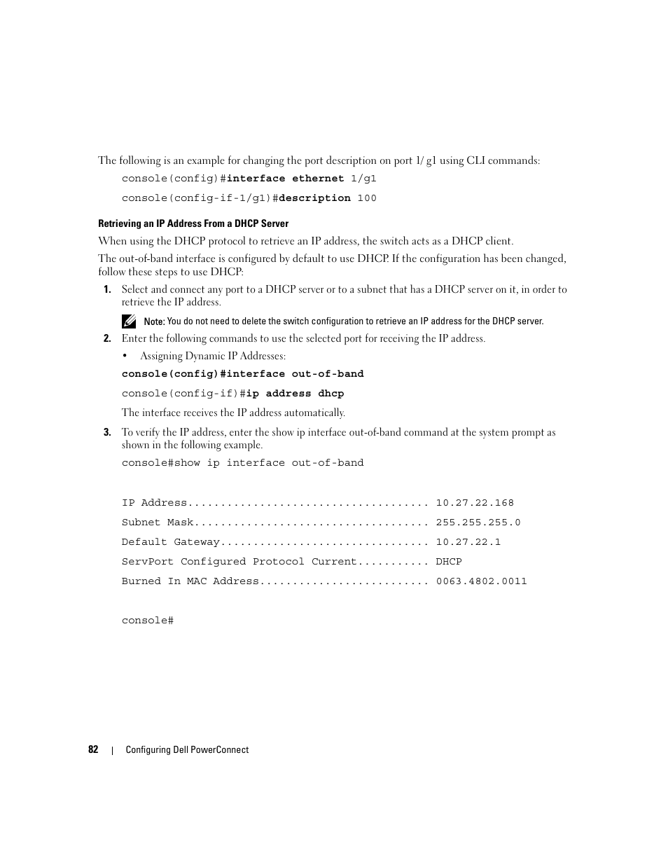 Retrieving an ip address from a dhcp server | Dell POWEREDGE M1000E User Manual | Page 84 / 737