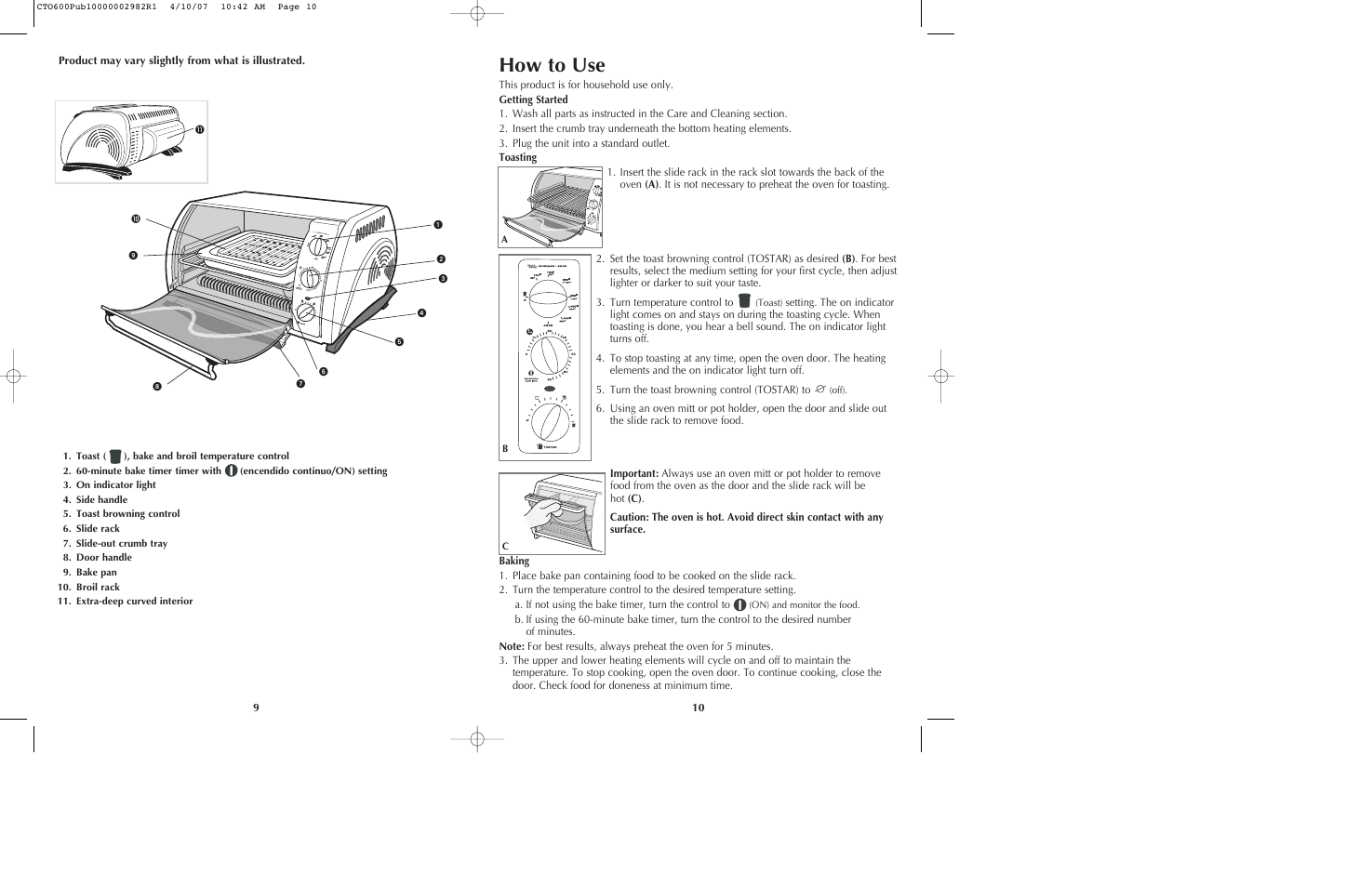 How to use | Black & Decker CTO600 User Manual | Page 6 / 9