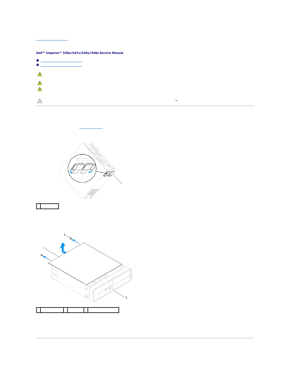 Computer cover, Removing the computer cover | Dell Inspiron 537s (Mid 2009) User Manual | Page 12 / 49