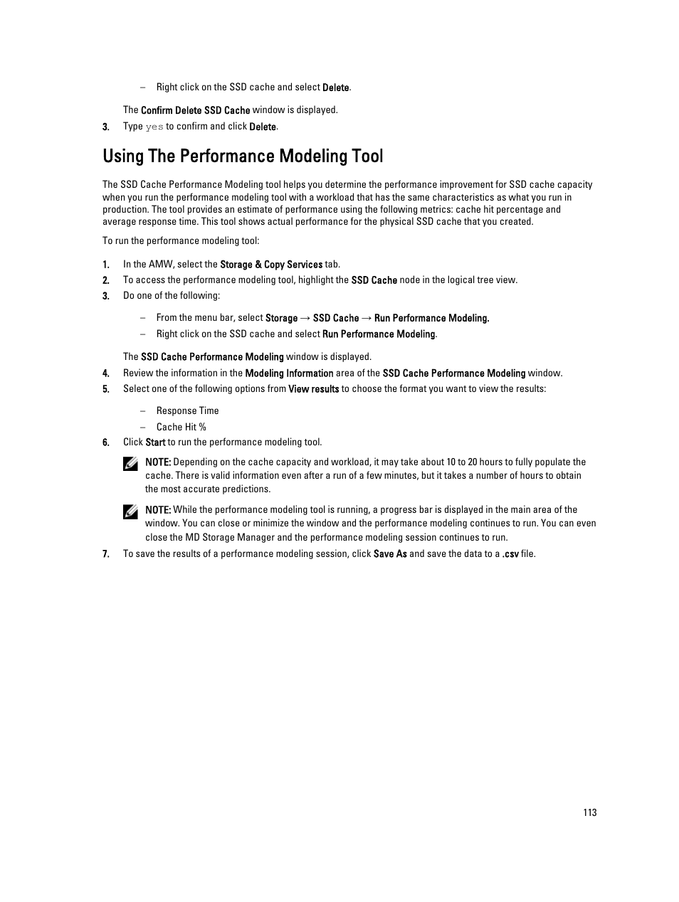 Using the performance modeling tool | Dell POWERVAULT MD3600I User Manual | Page 113 / 237