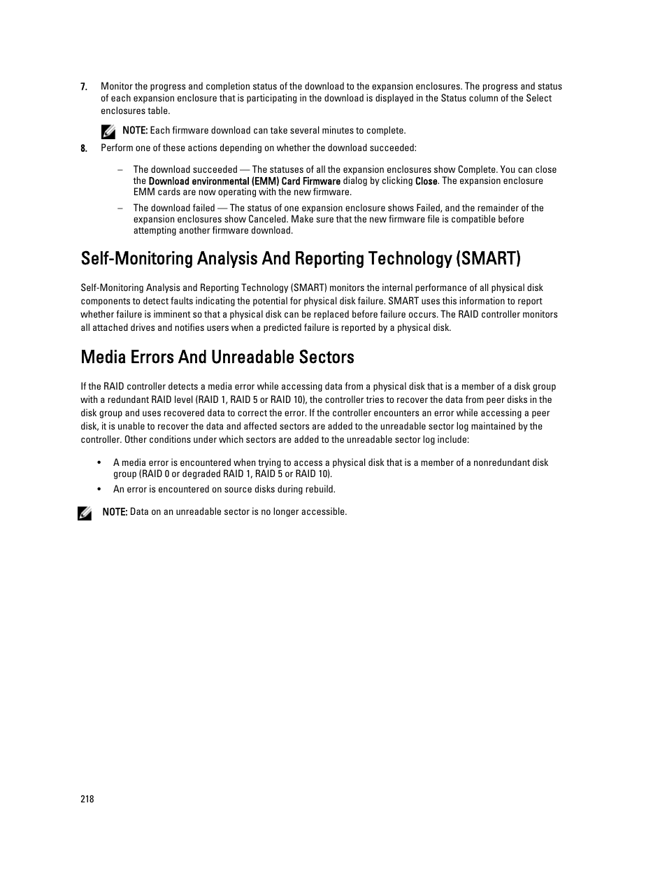 Media errors and unreadable sectors | Dell POWERVAULT MD3600I User Manual | Page 218 / 237