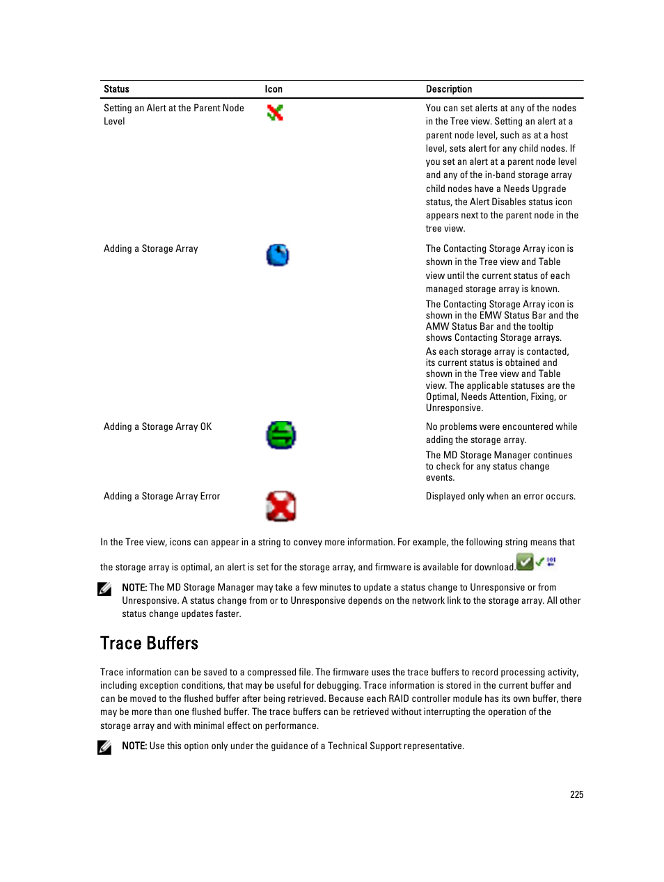 Trace buffers | Dell POWERVAULT MD3600I User Manual | Page 225 / 237