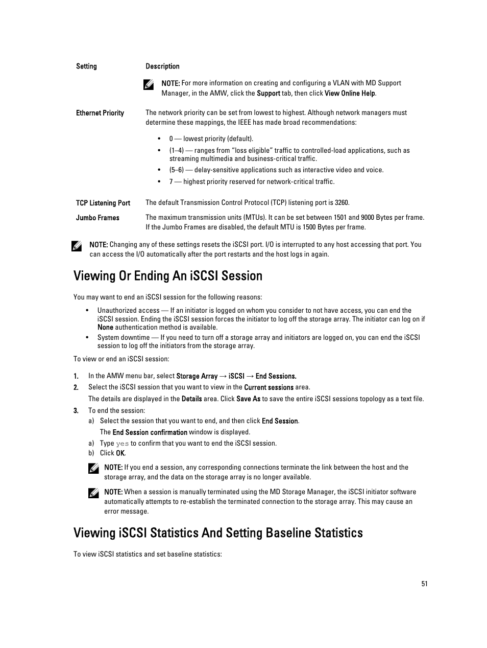 Viewing or ending an iscsi session | Dell POWERVAULT MD3600I User Manual | Page 51 / 237