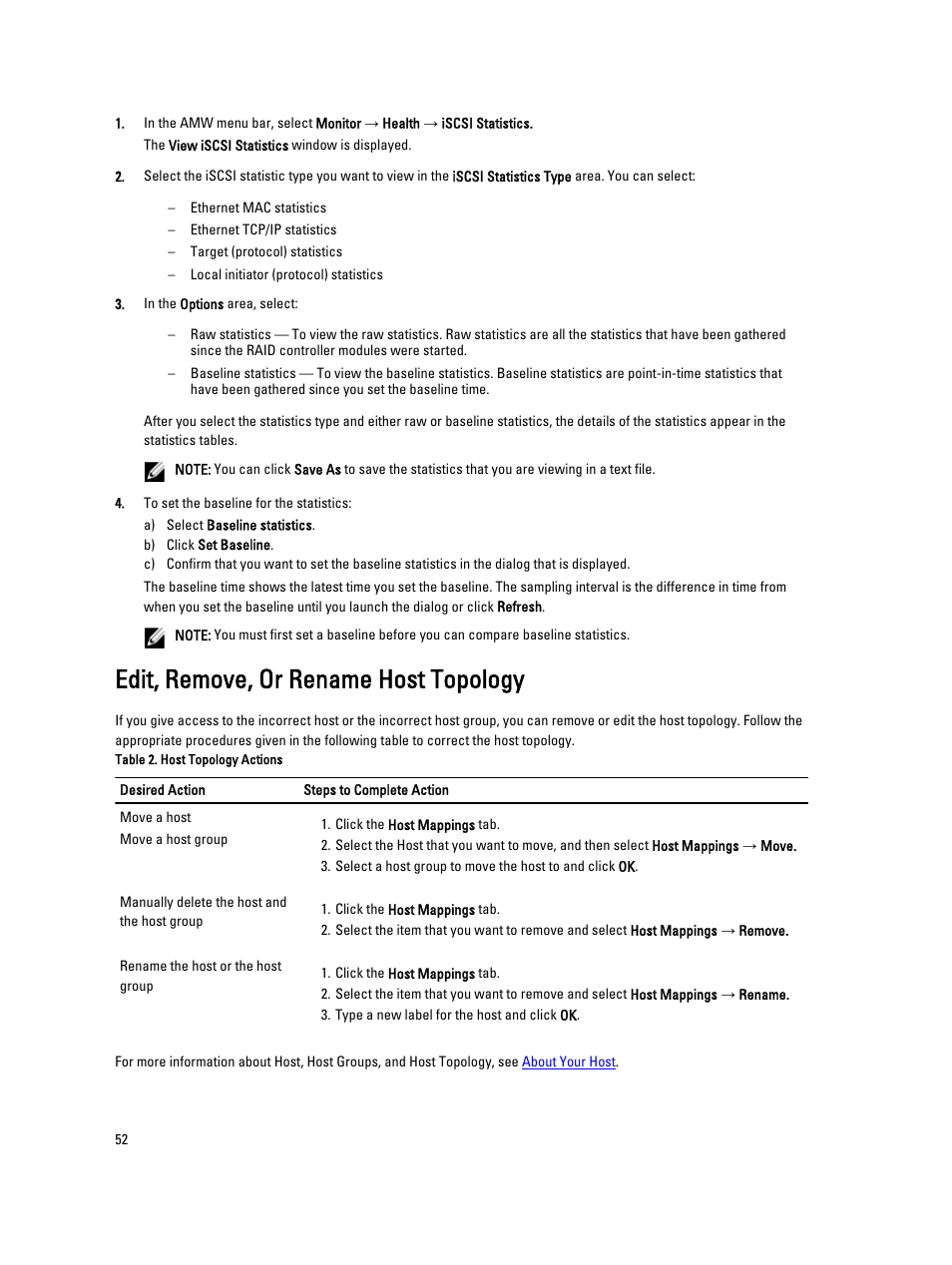 Edit, remove, or rename host topology | Dell POWERVAULT MD3600I User Manual | Page 52 / 237