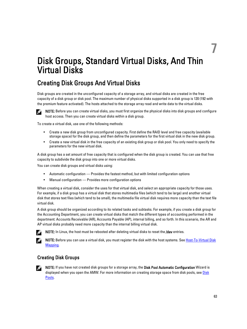 Creating disk groups and virtual disks, Creating disk groups | Dell POWERVAULT MD3600I User Manual | Page 63 / 237