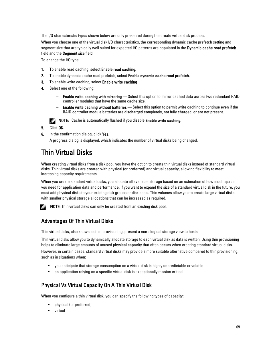 Thin virtual disks, Advantages of thin virtual disks | Dell POWERVAULT MD3600I User Manual | Page 69 / 237