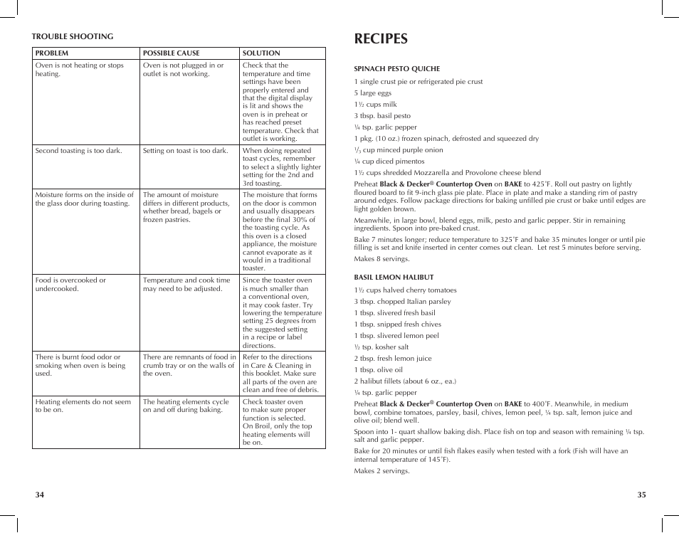 Recipes | Black & Decker Perfect Broil CTO4551KT User Manual | Page 18 / 23