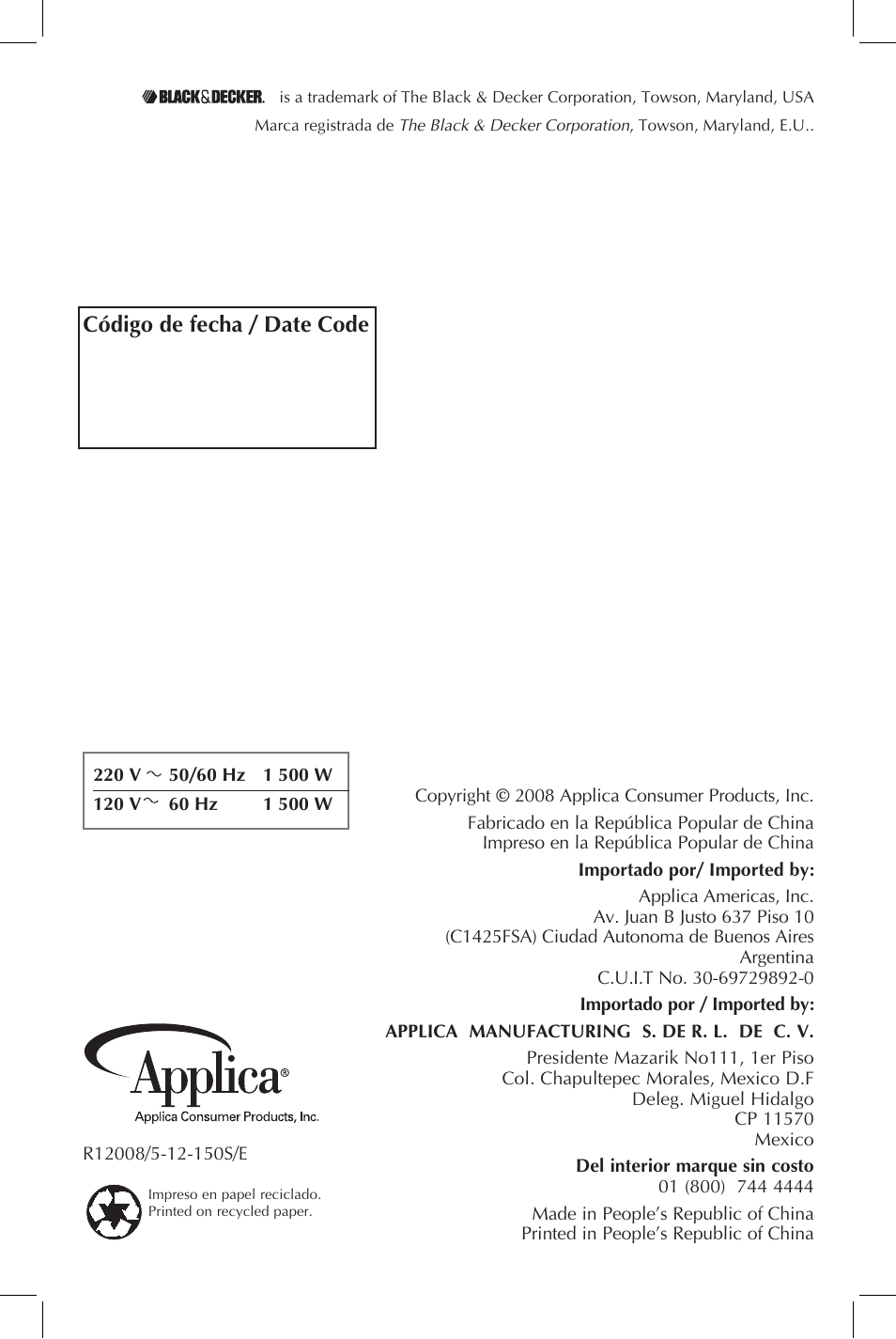 Black & Decker Perfect Broil CTO4551KT User Manual | Page 23 / 23