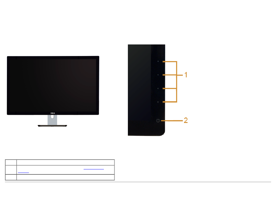 Identifying parts and controls, Front view | Dell S2740L Monitor User Manual | Page 6 / 53