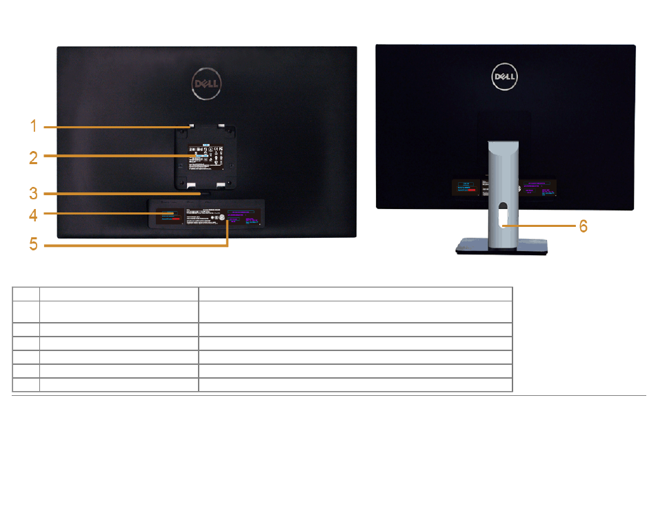 Back view | Dell S2740L Monitor User Manual | Page 7 / 53