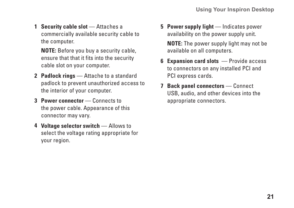 Dell Inpsiron 560s (Late 2009) User Manual | Page 23 / 72