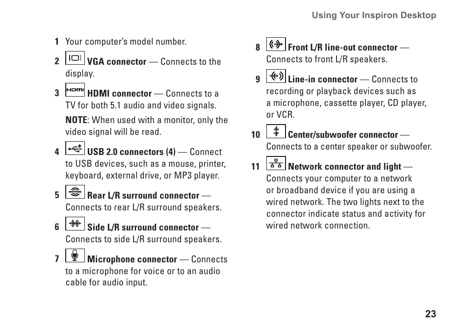 Dell Inpsiron 560s (Late 2009) User Manual | Page 25 / 72