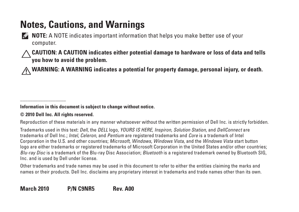 Dell Inpsiron 560s (Late 2009) User Manual | Page 4 / 72
