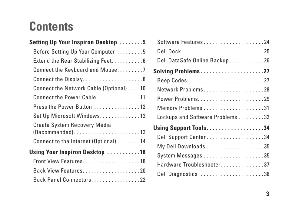 Dell Inpsiron 560s (Late 2009) User Manual | Page 5 / 72