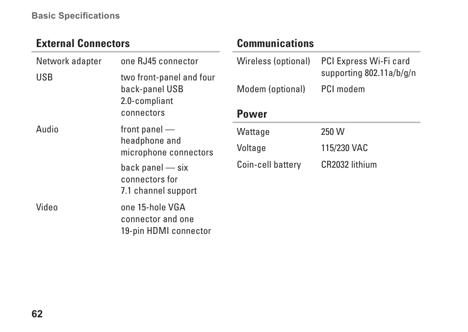 Dell Inpsiron 560s (Late 2009) User Manual | Page 64 / 72