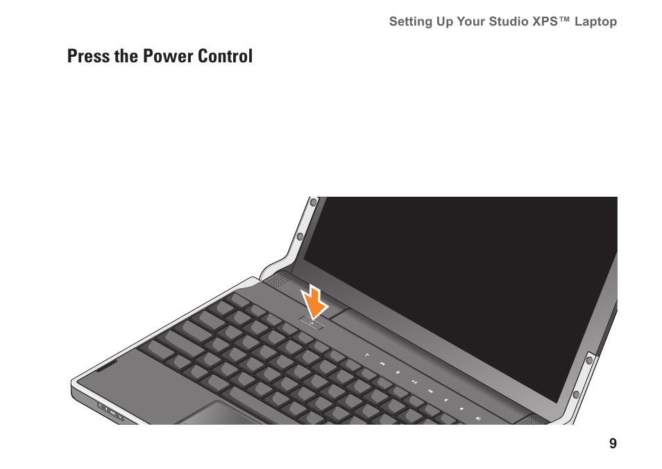 Press the power control | Dell Studio XPS M1340 (Mid 2010) User Manual | Page 11 / 74