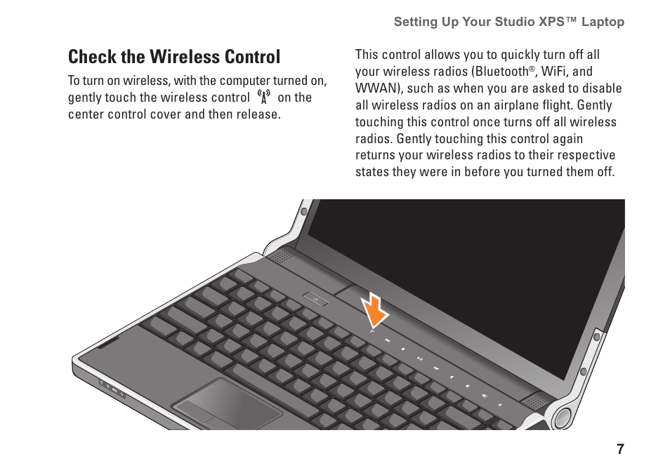 Check the wireless control | Dell Studio XPS M1340 (Mid 2010) User Manual | Page 9 / 74