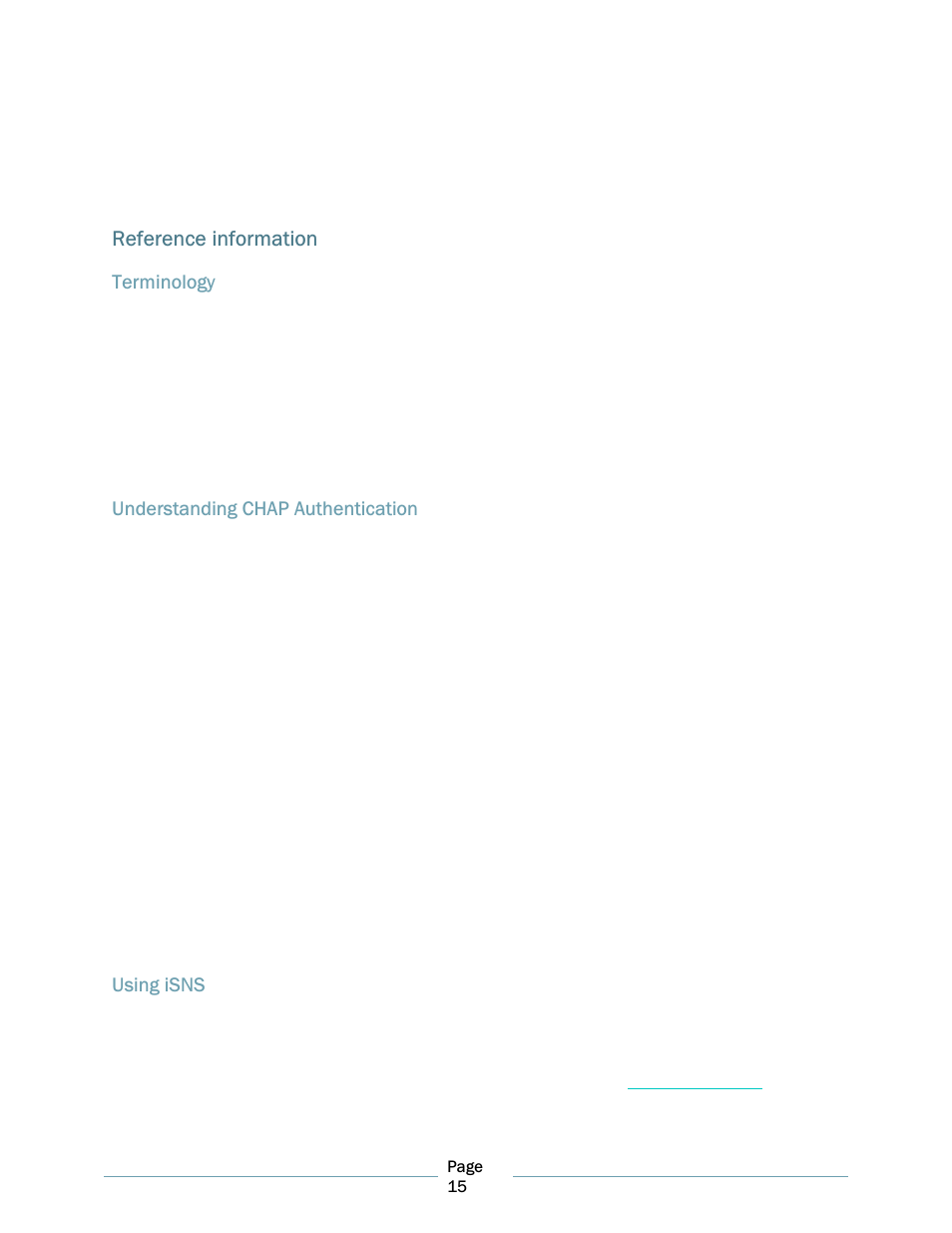 Reference information, Terminology, Understanding chap authentication | Using isns | Dell PowerVault TL4000 User Manual | Page 15 / 16